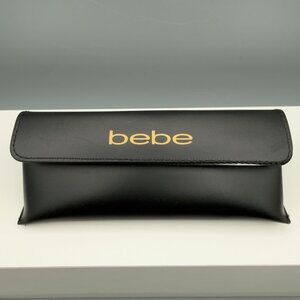 Bebe Medium Black Faux Leather Eyeglasses Case Semi Hard Snap Closure